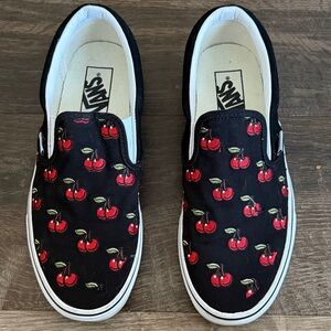 Vans Black & Cherry Slip-On Shoes Size Woman 8/ Men 6.5